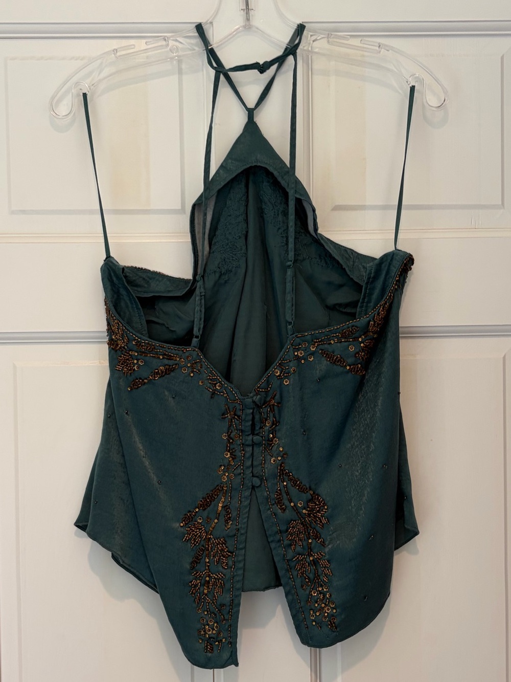 Free People Embellished Teal Halter Cami Top - Picture 3 of 12